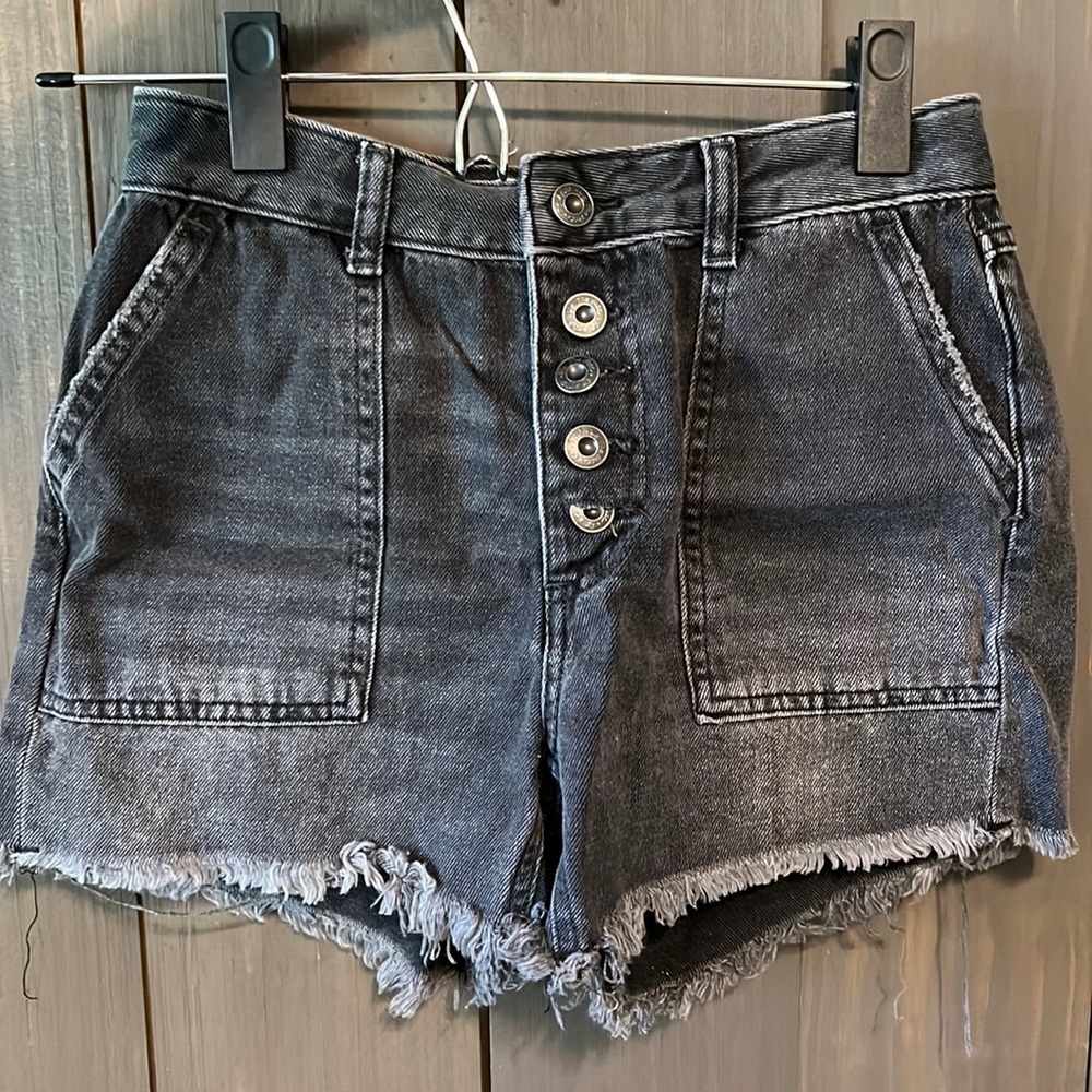 Free People black denim shorts